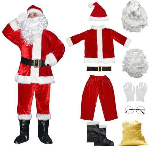 SELORE Weihnachtsmann-Kostüm für Erwachsene, Herren, Unisex, Weihnachtsmann, Weihnachtsmann, Anzug, Cosplay, (M) von SELORE