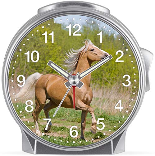 SELVA Eurotime Kinder Wecker für Mädchen mit Pferde-Motiv, Kunststoffgehäuse und Kunststoffglas, geräuscharmer Wecker, kein Ticken, mit Licht und Weckwiederholung, 29605-07 SELVA Eurotime Kinder Wecker für Mädchen mit Pferde-Motiv, Kunststoffgehäuse und Kunststoffglas, geräuscharmer Wecker, kein Ticken, mit Licht und Weckwiederholung, 29605-07 von SELVA