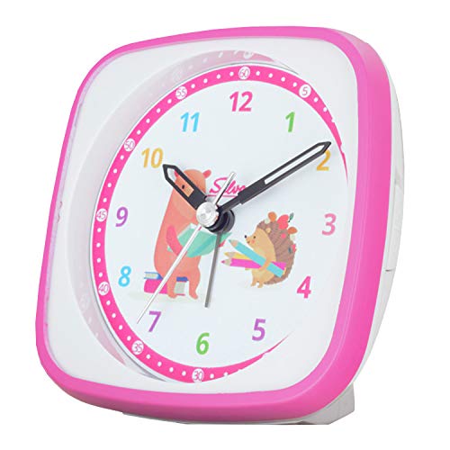 SELVA Quarzwecker für die Einschulung mit Igel und Bär Motiv pink/Weiss. Schleichende Sekunde lautlo, perfekt zur Einschulung, buntes lern Zifferblatt mit Licht und Weckwiederholung SELVA Quarzwecker für die Einschulung mit Igel und Bär Motiv pink/Weiss. Schleichende Sekunde lautlo, perfekt zur Einschulung, buntes lern Zifferblatt mit Licht und Weckwiederholung von SELVA