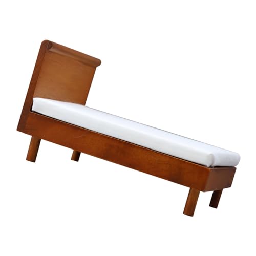 SELVFZ 1:12 Skala Miniaturholz Holz Doppelbett Vintage Dollhouses Minis Schlafzimmer Möbel Puppenhäuser Dekorationen Accessoires Dollhouses Schlafzimmer Doppelbett von SELVFZ