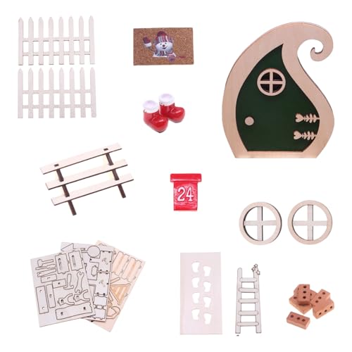20pcs Dollhouses Miniatururlaubstüren Weihnachtsdekoration Set Harzholzholzprojekt Kreative Project Natürliche Dollhouses Festliche Dekorationen von SELVFZ