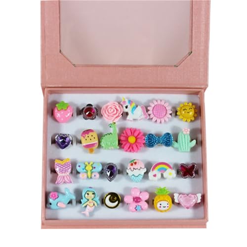 24PCS Kids Juwelry Set Fun Und Modische Ringe Mädchen So Tun Spiele Und Dress Up Set von SELVFZ