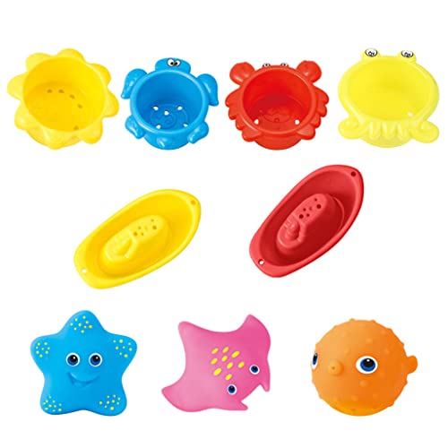 9 Stücke Lustige Babybadspielzeugsäule Schwimmendes Badespielzeug Mit 3 Meerestieren Mit Wasserdüsen 2 Badeboote 4 Stapelbar 9 Stücke Lustige Babybadspielzeugsäule Schwimmendes Badespielzeug Mit 3 Meerestieren Mit Wasserdüsen 2 Badeboote 4 Stapelbar von SELVFZ