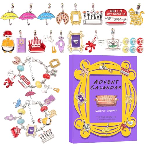 SELVFZ Charm Adventskalender 2024 Diys Armband Making Kits 24 Tage Weihnachten Countdowns Kalender Für Mädchen Kinder Teenager Weihnachtsfest Kalender Juwelierkits von SELVFZ