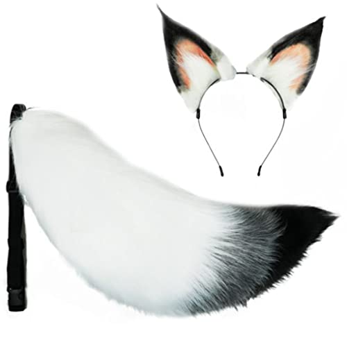 Cosplay Pelzige Tierohren Haarnadel Schwanz Set Verkleiden Kostüm Lange Kopfbedeckung für Halloween Party Dekoration Ohren Haarspange und Schwanz Set Cosplay Pelzige Tierohren Haarnadel Schwanz Set Verkleiden Kostüm Lange Kopfbedeckung für Halloween Party Dekoration Ohren Haarspange und Schwanz Set von SELVFZ