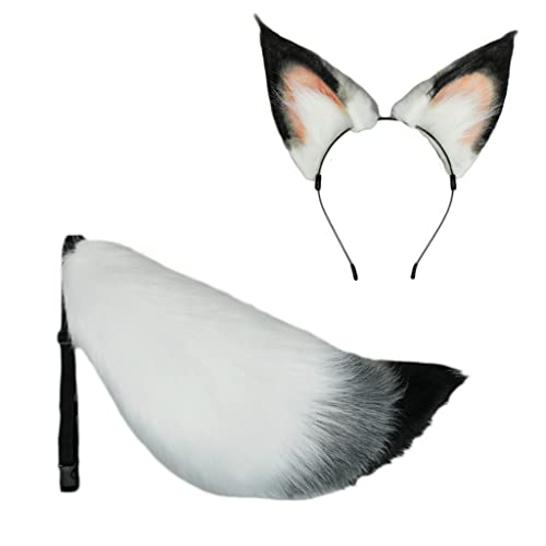 Cosplay Pelzige Tierohren Haarnadel Schwanz Set Verkleiden Kostüm Lange Kopfbedeckung für Halloween Party Dekoration Ohren Haarspange und Schwanz Set Cosplay Pelzige Tierohren Haarnadel Schwanz Set Verkleiden Kostüm Lange Kopfbedeckung für Halloween Party Dekoration Ohren Haarspange und Schwanz Set von SELVFZ