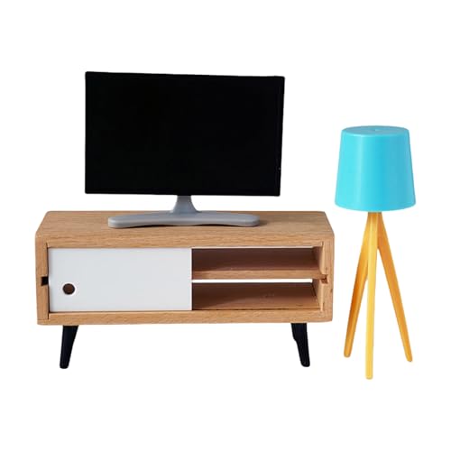 Dollhouses Miniaturmöbel Set 1/6 1/12 TVS Schrank Und Stehlampenmodellmöbel Für Realistische Dekoration Miniatur Fernsehschrank Set von SELVFZ