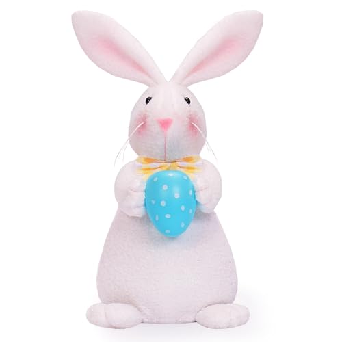 Easterbunny Hält Karotten/Eier Spring Dekorative Kaninchenpuppe Für Schulbüro Schlafsaal Desktop Kaninchenpuppe von SELVFZ