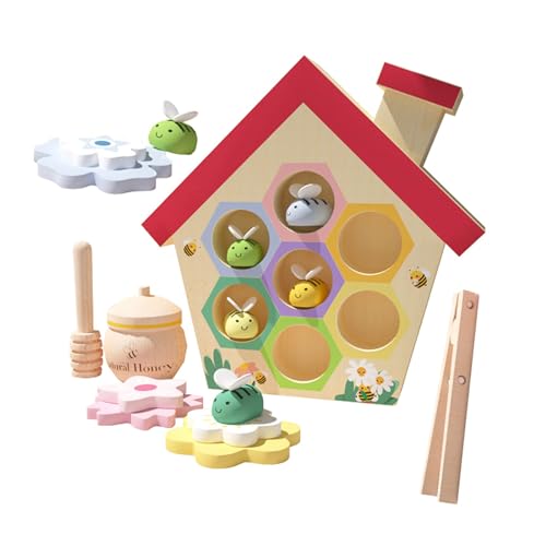 SELVFZ Farbensortierende Spielzeug Puzzle Puzzle Holzbienen Mit Bienenstöckeln Feinmotorik Lerngeschenke Vorschulaktivität Aktivität Feine Fähigkeiten Spielzeug Für Frühkindliche Entwicklung von SELVFZ
