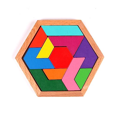 Holz Hexagon Puzzle Für Kinder Erwachsene Formmuster Block Tangram Hirnteaser Spielzeugstamm Lernen Bildungsgeschenk Holz Hexagon Puzzle von SELVFZ
