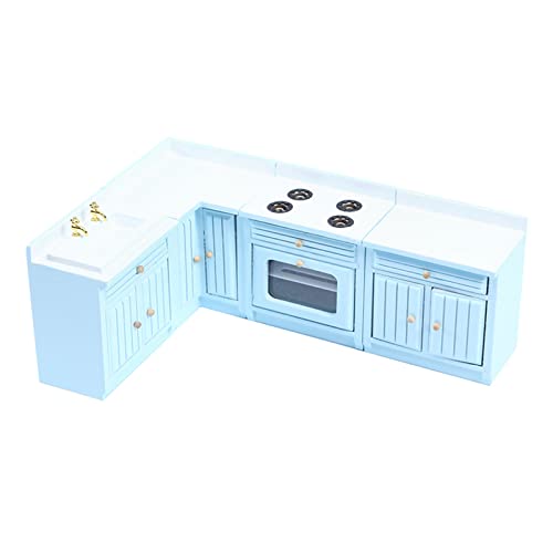 Holz Küchenschrank Spüle Tisch Miniaturdekoration Accessoire 1:12 Skala Rolle Für Spiele Spielmöbel Kombinationsmodellmodellmodellmöbel Set von SELVFZ