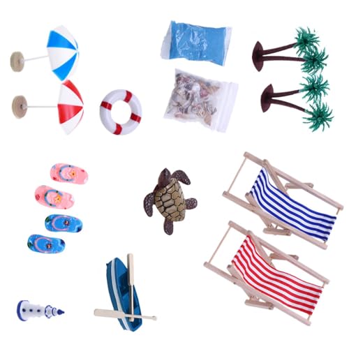 Interaktion Miniatur Beach Szene Display Dekoration Set Mit Muscheln Lounger Accessoires Für Doll House Landschaftsbau Bildungsspielzeug Spielzeug Zu Spielen von SELVFZ