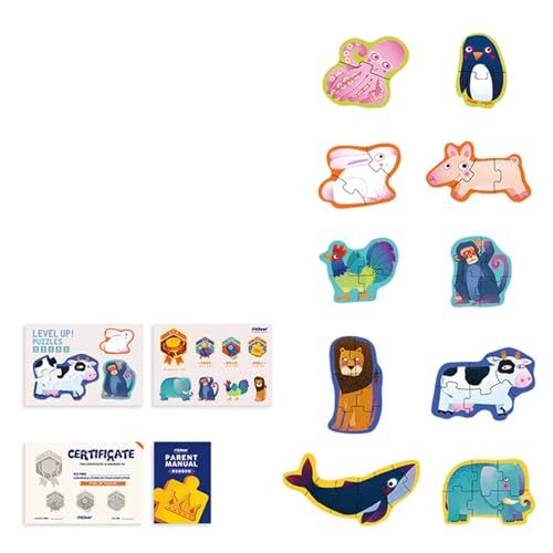 SELVFZ Kinder Selbstorganisation Rätsel Puzzles Puzzle Cartoon Tiere Frühes Bildungsspiel Spiel Sensorisches Kleinkindspielzeug Frühkindliche Bildung von SELVFZ