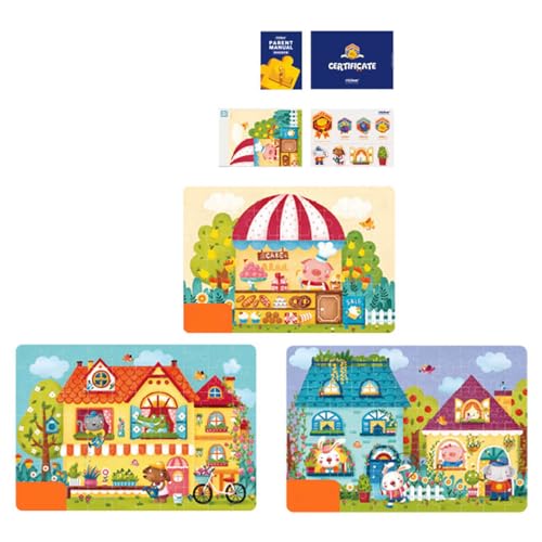 SELVFZ Kinder Selbstorganisation Rätsel Puzzles Puzzle Cartoon Tiere Frühes Bildungsspiel Spiel Sensorisches Kleinkindspielzeug Frühkindliche Bildung von SELVFZ