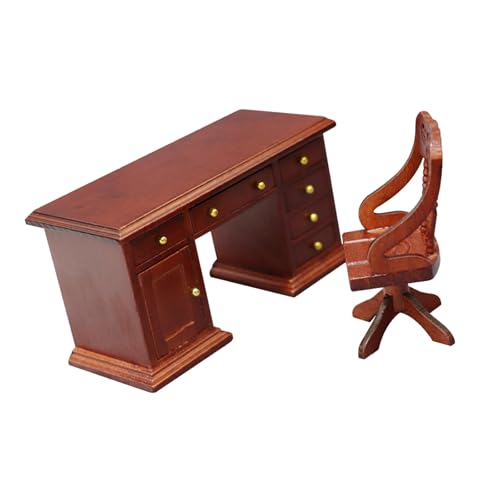 Miniatur Antique Study Room Möbel Holzschreibtisch Und Stuhl Für 1/12 Skala Puppenhouses Geschenkgeschenk Für Dollhouses Sammler Ausstellen von SELVFZ