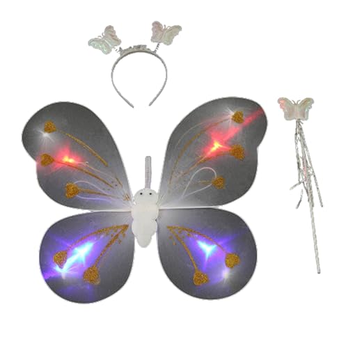 Prinzessin Fairy Dress Up Set Für Geburtstagsfeier Halloween Weihnachtsmädchen 3-6 Mit Feenflügel Feenstab Stirnband von SELVFZ