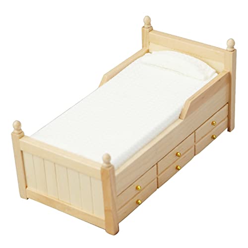 Puppenhausbett Mit Schubladen Holz Queen Bett 1 12 Skala Miniaturpuppenhaus Schlafzimmer Möbel Für DULLS Hause Ornament Puppenhausbett Mit Schubladen Holz Queen Bett 1 12 Skala Miniaturpuppenhaus Schlafzimmer Möbel Für DULLS Hause Ornament von SELVFZ