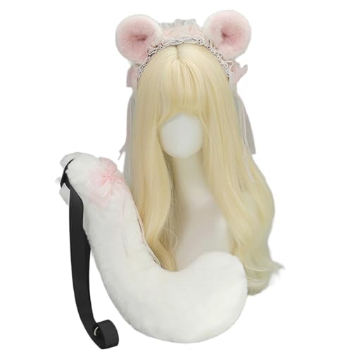 SELVFZ 1/Maus Ohren Haarband Maus Schwanzmäuse Kostüm Halloween Cosplay Kostüme Mauses Ohrstirnband Fauxpelze Fauxpelze von SELVFZ