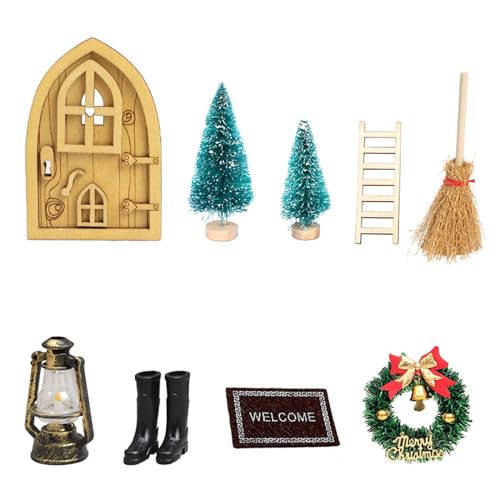 SELVFZ 1:12 Miniatur Holz Weihnachtsstil Wohnzimmer Simulation Möbel Modell Spielzeug Weihnachtsmöbel Puppenhaus Möbel Set Realistic Möbel Holz Vintage Möbel von SELVFZ