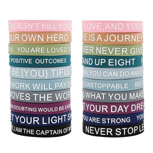 SELVFZ 20pcs Silicone Ermutigende Armbänder Mit Inspirierenden Botschaft Modische Farbige Armbänder Für Selbstmotivation Schülermotivation Armbänder SELVFZ 20pcs Silicone Ermutigende Armbänder Mit Inspirierenden Botschaft Modische Farbige Armbänder Für Selbstmotivation Schülermotivation Armbänder von SELVFZ