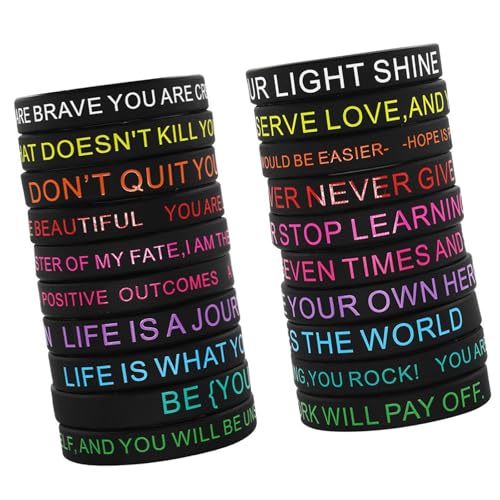 SELVFZ 20pcs Silicone Ermutigende Armbänder Mit Inspirierenden Botschaft Modische Farbige Armbänder Für Selbstmotivation Schülermotivation Armbänder SELVFZ 20pcs Silicone Ermutigende Armbänder Mit Inspirierenden Botschaft Modische Farbige Armbänder Für Selbstmotivation Schülermotivation Armbänder von SELVFZ