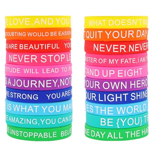 SELVFZ 20pcs Silicone Ermutigende Armbänder Mit Inspirierenden Botschaft Modische Farbige Armbänder Für Selbstmotivation Schülermotivation Armbänder SELVFZ 20pcs Silicone Ermutigende Armbänder Mit Inspirierenden Botschaft Modische Farbige Armbänder Für Selbstmotivation Schülermotivation Armbänder von SELVFZ