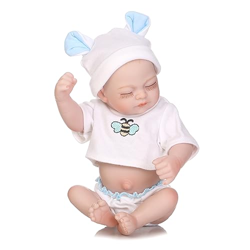 SELVFZ 27cm Wiedergeborene Kleinkind Populäre Realistische Mädchenpuppe Mit T Shirt Windel Bonnets Soft Body Hochqualität Handgemachte von SELVFZ