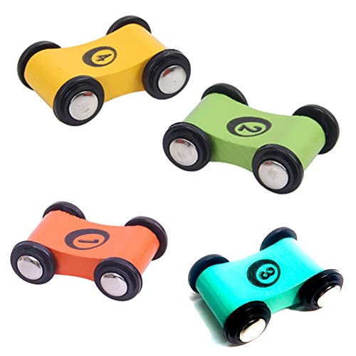 SELVFZ 4 Pieces/Set Holzbaby Schiene Spielzeug Ersatzauto Mit Zahlen Kognition Race Fahrzeug Kinder Weihnachtsgeschenkstrecke Spielzeugstrecke Austausch Nur Leuchtung Spielzeugautos von SELVFZ