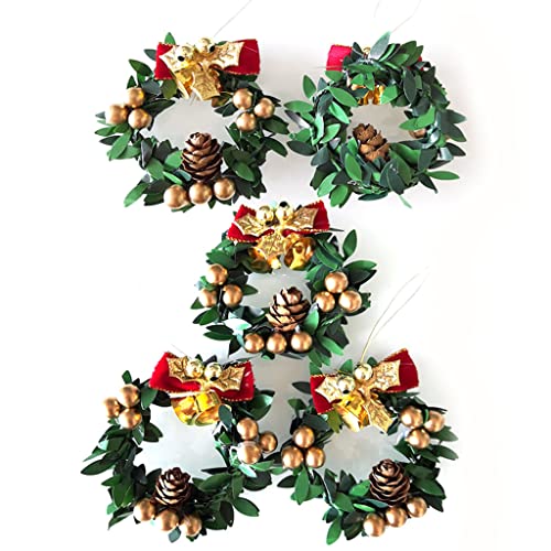 SELVFZ 5pcs 6 cm Durchmesser Miniaturkranz Für Puppenhaus Weihnachtsschmuck Wohnhäuser Puppenhauszubehör Weihnachtskränze von SELVFZ
