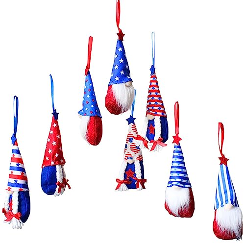 SELVFZ 8 Pack 4. Juli Hängende Ornamente Patriotischer Tomte Plüsch Independence Day Für Für Den Memorial Day Veter Patriotische Unabhängigkeitstag von SELVFZ