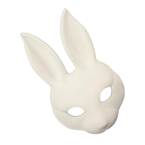 SELVFZ Blanks Weiße PU Leder Kaninchen Maske Für Einzigartige Malerei Handwerks Kunstprojekte Halloween Party Dekore Verstellbares Riemen Kaninchen Gesichtsmaske Handwerk von SELVFZ