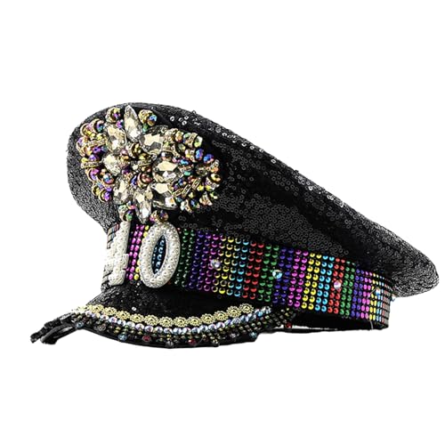 SELVFZ Brauthut Für Tanzparty Glitzer Fedora Musikfestival Frauen Kostümkappe Pailletten Pailletten Besetzte Kapitän Hüte SELVFZ Brauthut Für Tanzparty Glitzer Fedora Musikfestival Frauen Kostümkappe Pailletten Pailletten Besetzte Kapitän Hüte von SELVFZ