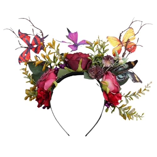 SELVFZ Butterfly Crowns Faszinator Stirnband Für Frauen Monarchs Party Derby Halloween Kostüm Haar Accessoire Kopfstück Halloween Kostüme von SELVFZ