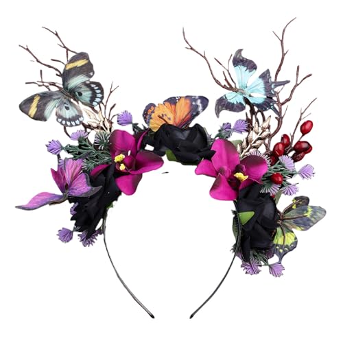 SELVFZ Butterfly Crowns Faszinator Stirnband Für Frauen Monarchs Party Derby Halloween Kostüm Haar Accessoire Kopfstück Halloween Kostüme von SELVFZ