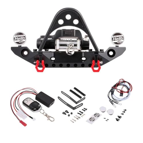 SELVFZ Crawlers Metall Stoßfänger Mit Winch LED Light Hook Accessoire Für Fernbedienungsklettern Crawler Axials Scx10 Truck von SELVFZ