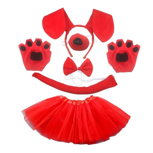 SELVFZ Dachshund Kostüm Set Hundeohren Stirnband Bowtie Tail Tutu Röcke Nasenhandschuhe Für Kinder Halloween Kostüm Cosplay Party Hunde Kostüm Für Menschen Jungen Mädchen Jungen Lustig von SELVFZ
