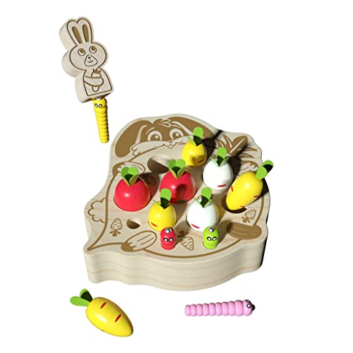 SELVFZ Early Education Tisch Multifunktionales Gehirnspiel Magnetisch Fang Spielzeug Interaktive Fang Spiel Holz Karotten Spielzeug Baby Baby von SELVFZ