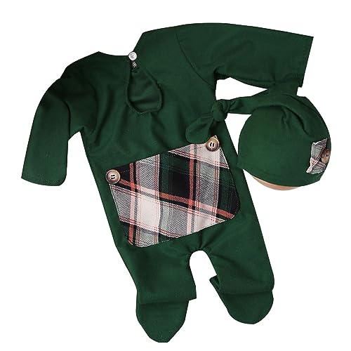 SELVFZ Foto Requisiten Für Kinder Neugeborene & Overalls Green T Shirt Weihnachtskostüm Strampler Festives Outfit von SELVFZ