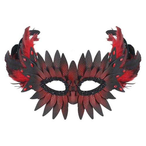 SELVFZ Freundliche Halbe Gesichtsvogelmaske Eule Federed Verziertes Leichtes Design Ideal Für Themenpartys Und Paraden Halloween Schnabelmaske von SELVFZ