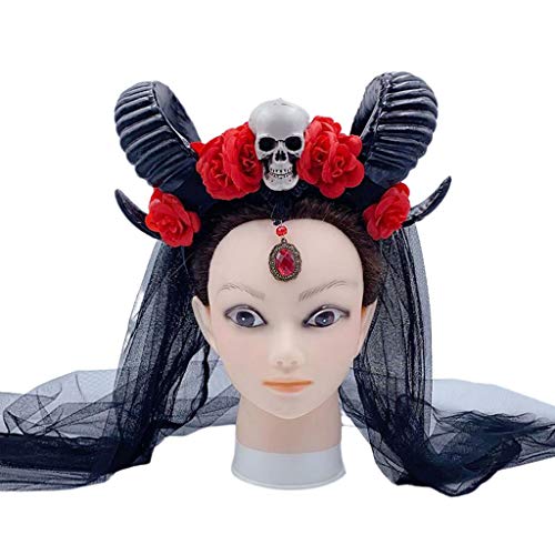 SELVFZ Gothic Steampunk Schädel Stirnband Antilope Schaf Horn Cosplay Kostüm Haar Hoop Mit Schwarzer Schleier Halloween Party Kopfbedeckung Krone SELVFZ Gothic Steampunk Schädel Stirnband Antilope Schaf Horn Cosplay Kostüm Haar Hoop Mit Schwarzer Schleier Halloween Party Kopfbedeckung Krone von SELVFZ