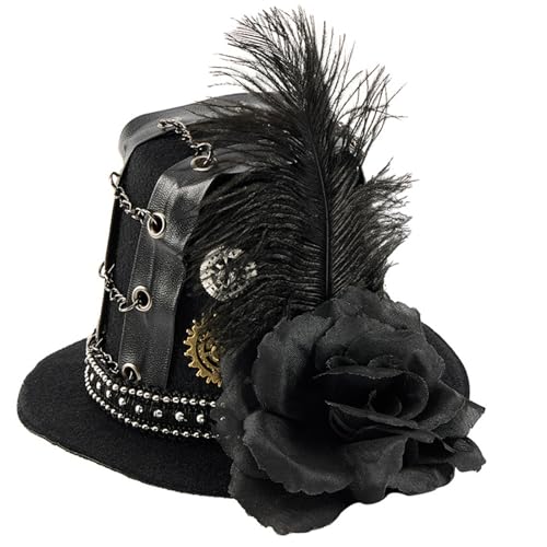 SELVFZ Gotik Halloween Barrettes Gotik Haarclip Mit Metal Gear Kette Für Themenpartys Konzerte Festival Kostümhut Clip von SELVFZ