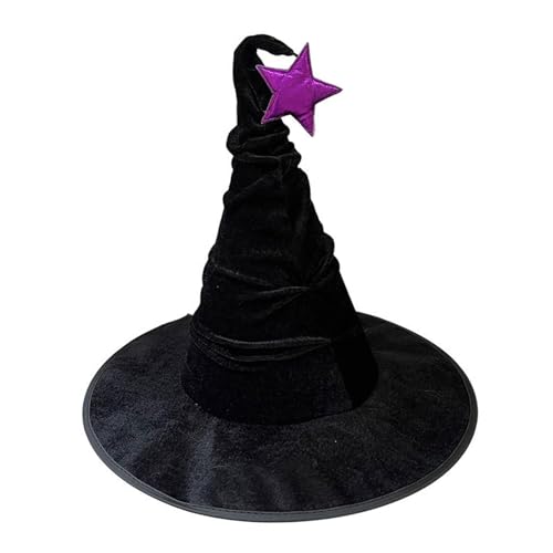 SELVFZ Große Schwarze Hexenhut Für Frauen Star Plissee Witch Caps Halloween Cosplay Kostümzubehör Für Frauen Mädchen von SELVFZ