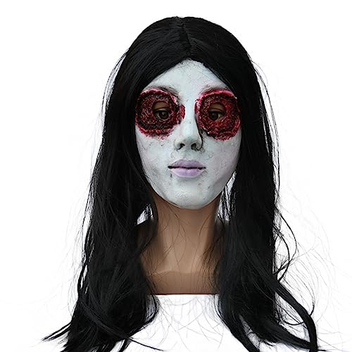 SELVFZ Gruselige Frau Kopfbedeckung Langes Haar Scary Frau Kopfstück Halloween Party Cosplays Kostüm Gruseliger SELVFZ Gruselige Frau Kopfbedeckung Langes Haar Scary Frau Kopfstück Halloween Party Cosplays Kostüm Gruseliger von SELVFZ
