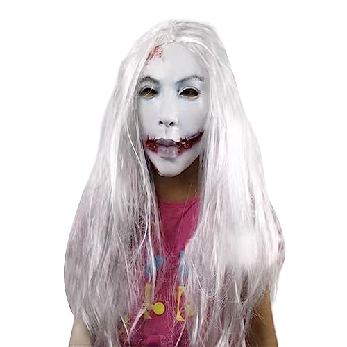 SELVFZ Gruselige Frau Kopfbedeckung Langes Haar Scary Frau Kopfstück Halloween Party Cosplays Kostüm Gruseliger SELVFZ Gruselige Frau Kopfbedeckung Langes Haar Scary Frau Kopfstück Halloween Party Cosplays Kostüm Gruseliger von SELVFZ