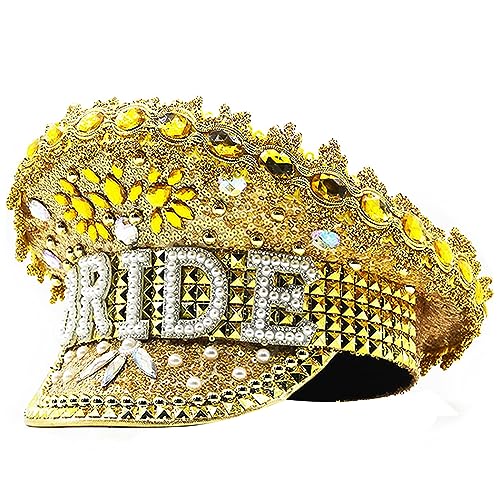 SELVFZ Hochzeitshut mit bunten Strass-Dekor, Bühnenshow-Hut, Bühnenauftritte für Maskerade, Party, für Frauen, Strass, bunte Kapitänshüte von SELVFZ