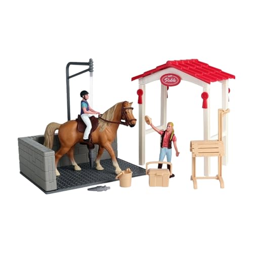 SELVFZ Kinder Sicherer Ungiftiger Plastikmodell Pferdestierkollektion Mit Badszene Miniaturdekoration Für Fantasievolle Spielsimulation Figurine von SELVFZ
