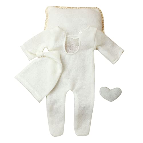 SELVFZ Neugeborene Foto Requisiten Mütze Baby Fuß Fuße Strampler Overalls Photo Kleidung Kind Photostudio Posieren Kissen 4pcs von SELVFZ