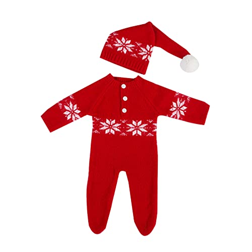SELVFZ Neugeborene Fotografie Requisiten Häkeln Weihnachten Red Hat Und Overall Set Santa Baby Fotografie Kleidung Für Jungen Mädchen von SELVFZ