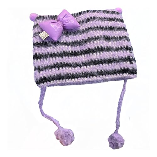 SELVFZ Pompoms Gestreifte Subkultur Streetwear Streetwear Gestrickt 2000er Jahre Mädchen Bogen Gehäkelte Hüte Coole Foto Requisiten Mädchen SELVFZ Pompoms Gestreifte Subkultur Streetwear Streetwear Gestrickt 2000er Jahre Mädchen Bogen Gehäkelte Hüte Coole Foto Requisiten Mädchen von SELVFZ
