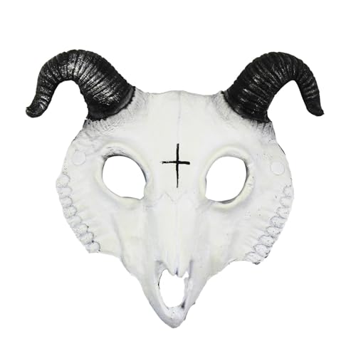 SELVFZ Schafschädelmaske Tierkostüm Cosplay Halloween Kostüm Ziege Unisex Maskerade Requisiten Geschenk Schaf Maske Bewegung Kiefer von SELVFZ